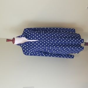 Land's End Navy Blue Swimsuit Cover-up With White Polka Dots Aize Large